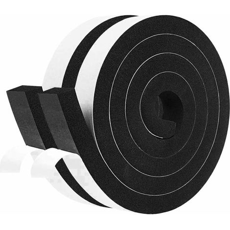 Joint Isolation pour Porte Fenêtre, Joint Calfeutrage en Mousse Caoutchouc, Joint Épais D'étanchéité Autocollant,Antichoc, Étanche aux courants d'air, 25mm x 20mm x 2m, 2 rouleaux -Mousse Noir (1/4)