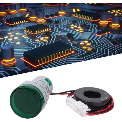 Rundes Digitaldisplay mit Anzeige für Wechselspannung und -strom (2 in 1) und integrierter Kontrollleuchte (grün) (1/5)