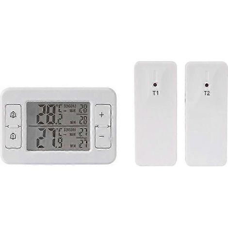 Thermomètre sans fil à transmission automatique, écran LCD, alarme numérique, pour réfrigérateur/congélateur, capteur de température électronique, intérieur/extérieur, haute qualité WHBYV (1/4)