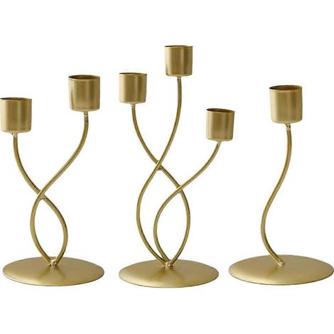 Ensemble de 3 chandeliers dorés, luxueux et élégants, en métal et fer. (1/5)