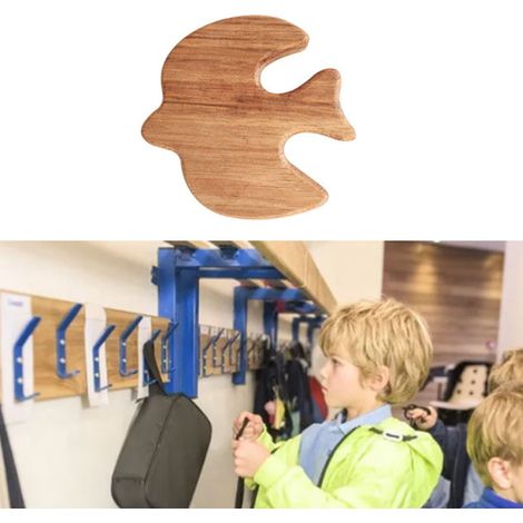 Selbstklebender, vogelförmiger Holzhaken für Türen, Tragkraft 5 kg, ManoMano, mit repositionierbarem Aufkleber (1/5)