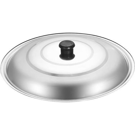 Couvercle de casserole en acier inoxydable anti-brûlure, couvercle rond anti-déversement, couvercle de wok universel en plastique noir, couvercle anti-déversement rond (30 cm) (1/5)
