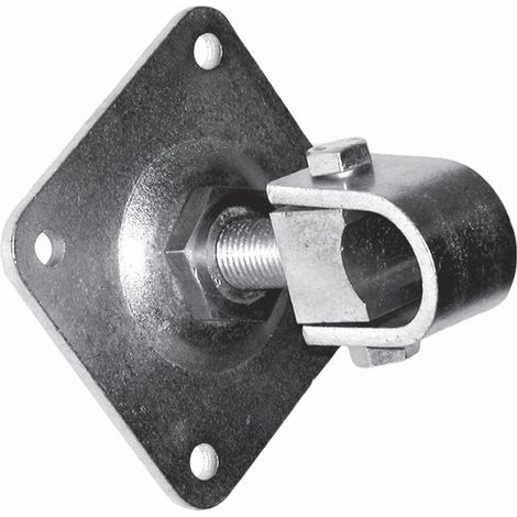 Deco Fer Forge – Gond de porte sur platine avec écrou réglable – Acier zingué – Filetage M27 – Pour axe 40mm – Vissage par 4 vis