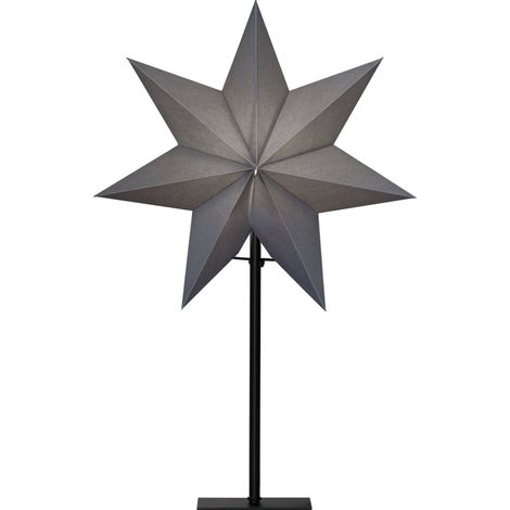 EGLO Tischlampe mit Weihnachtsstern, Dekostern beleuchtet aus Papier in Grau mit Standfuß aus Metall in Schwarz, 3D Fenster-Leuchtstern stehend mit Kabel, E14 Fassung (1/5)