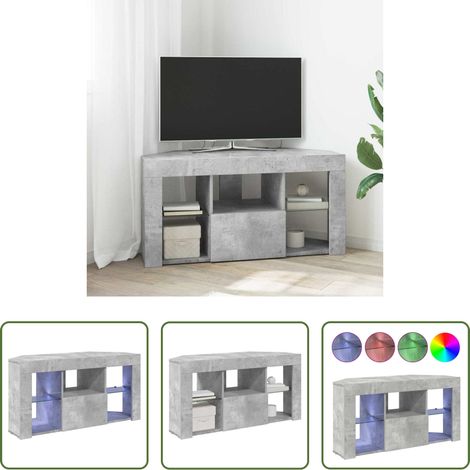 vidaXL Rangement salon - Meuble TV LED d'Angle Montage mural Gris béton 100 x 40 x 50 cm (1/5)