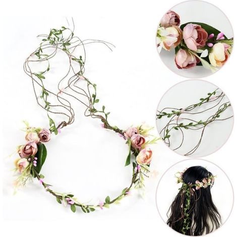 couleur B03 Taille -Bandeau couronne de fleurs pour femmes, guirlande de cheveux, fleurs de mariage, cercle d (1/4)