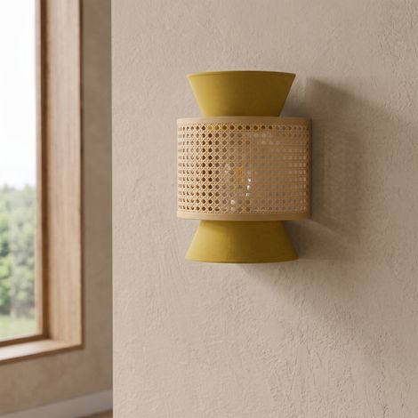 Aplique de Pared Mostaza con Vienés Natural  Serie DIARA (1/5)