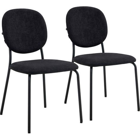 Lot de 2 chaises en acier et tissu noir (1/5)