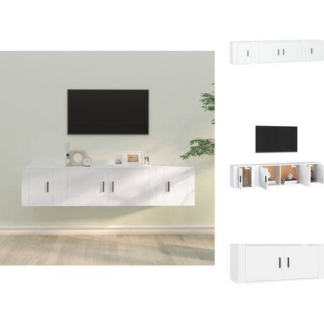 TV-Möbel - Living 3-tlg. TV-Schrank-Set Weiß Holzwerkstoff (1/5)