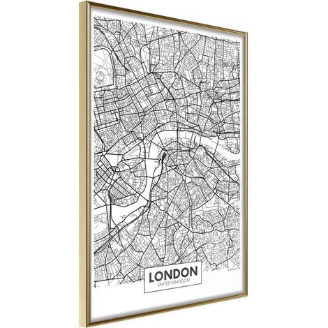 Affiche Murale Encadrée "City Map London" 40 x 60 cm Or (1/2)