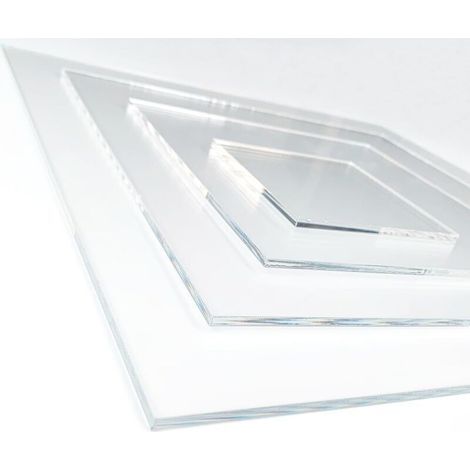 Lastra di plastica trasparente, 10 x 10 cm, spessore 2 mm. Lastra di vetro acrilico trasparente. Foglio di plastica rigida. (1/4)
