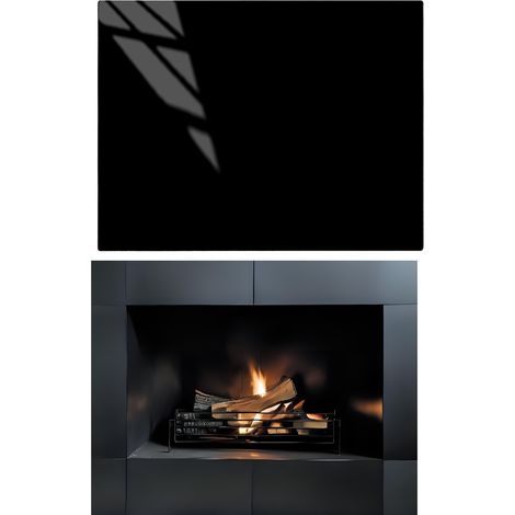 BASE DE CRISTAL PARA CHIMENEA, COLOR NEGRO CABRA, CRISTAL TEMPLADO. DIMENSIONES: 70 x 52 cm. (1/5)