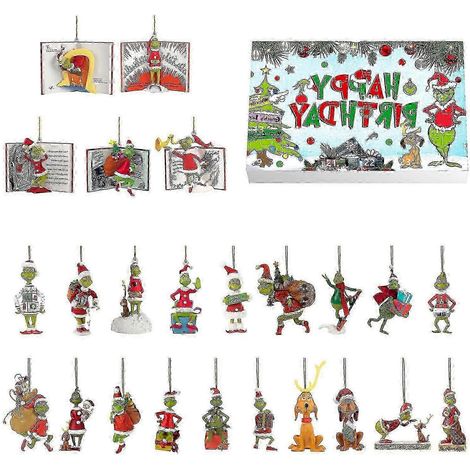Calendrier de l'Avent de Noël, boîte surprise, compte à rebours de 24 jours, pendentif sapin de Noël, boîte surprise Grinch (1/5)