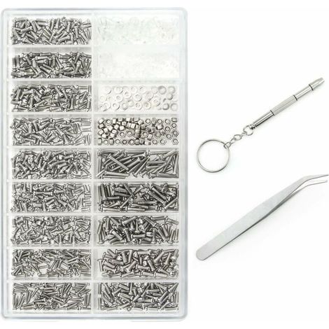 1000 Kits de Réparation de Lunettes à Vis Micro, avec un Brucs et un Tournevis, pour Lunettes, Lunettes de , Montres (1/5)