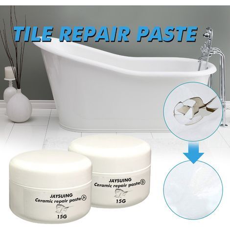 Kit de réparation pour carrelage en porcelaine (sols et murs), pâte réparatrice pour fissures et éclats, kit de rénovation pour baignoire et douche