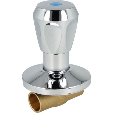 Soupape encastrée avec poignée plastique manchon à souder 18mmdiamètre ,DN 15,bleu/froid