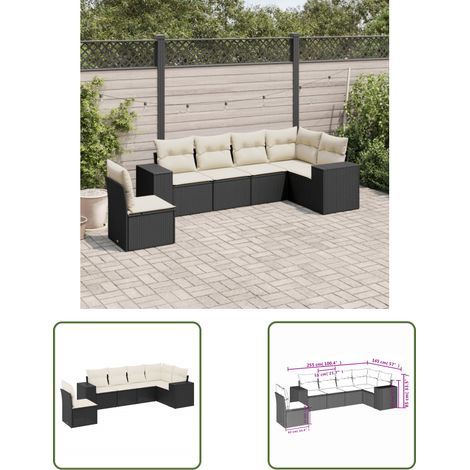 The Living Store 6-tlg. Garten-Sofagarnitur mit Kissen Schwarz Poly Rattan - Gartensofas - Outdoor Möbel - Lounge Set - Gartenlounge - Rattan Möbel (1/3)