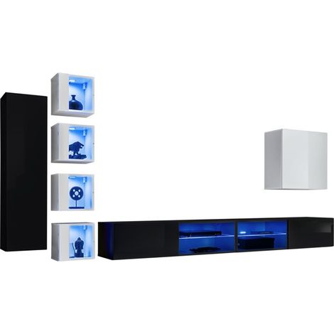 Ensemble meubles de salon SWITCH XXVI – Noir et Blanc – Éclairage LED – Design moderne