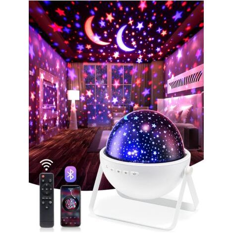 Veilleuse BéBé, Veilleuse Musicale et Lumineuse avec Minuterie Bluetooth,12 Couleurs Veilleuse Enfant Projecteur Ciel Etoile,Veilleuse Etoile Projection,Decoration Chambre Bebe Fille Garcon (1/5)