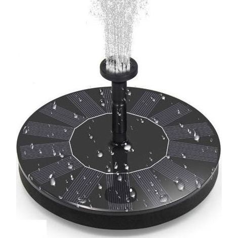 [KK] 【jia】Fontaine à eau solaire 16 cm, fontaine solaire d'extérieur, couleur noire, multicolore (1/5)
