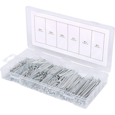 KS Tools 970.0080 Assortimento coppiglie, 1,6x25,4mm-4,0x63,5mm, 555 pz