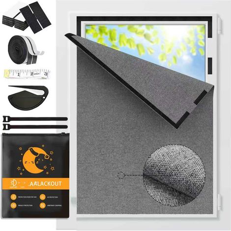 Rideau Occultant sans Percage,Lin Tissu Anti Chaleur Store Occultantpour Voyage Chambre Bureau Toit Soleil Fenetre (1/5)