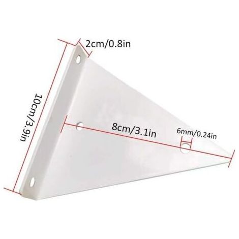 Support D'étagère Flottant Métal Triangle Équerre Murale Invisible Salon Chambre Salle de Bain 2 Pièces Blanc