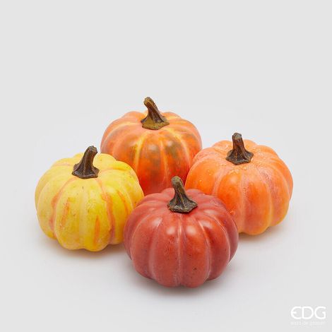 EDG Enzo De Gasperi Zucca Rotonda Cf 4 Pz Ass. H 8 Cm D 9 Cm Arancione Mix