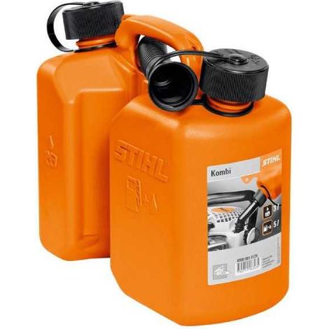 Stihl – Bidon pour voiture 3L/1.5L – Récipient double en plastique orange – Homologation ONU – Pour carburant et huile adhésive (1/5)