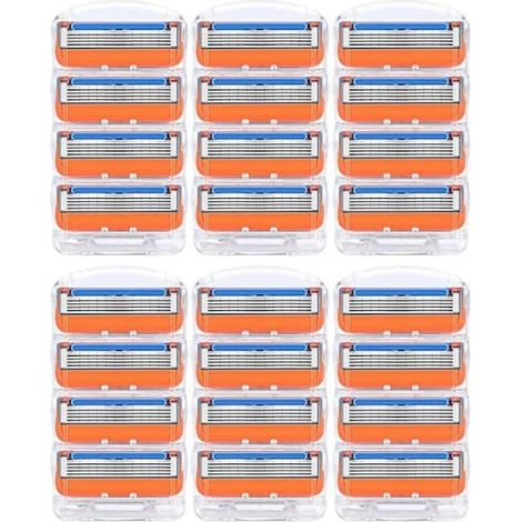 24 recharges de lames de rasoir pour Fusion 5, lames de rasoir pour hommes - Nouvelle version orange, lot de 24.