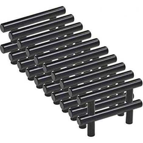 20pcs Poignee Meuble noir Poignée de Meuble Cuisine noir T Poignées Placard Tiroir Noir Entraxe 96mm (1/5)