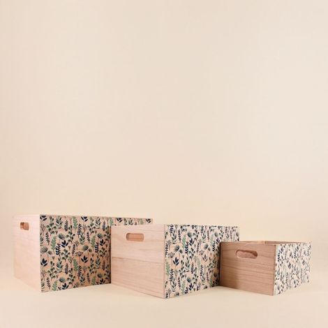 Set de 3 caisses fleuris en bois (1/5)