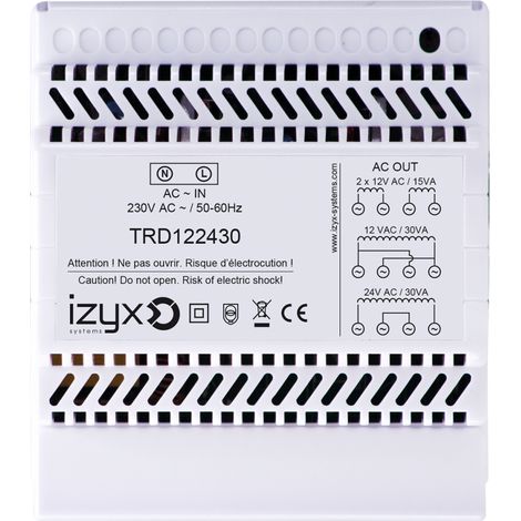 Transformateur rail DIN 5M 230V AC / 12/24V AC / 30VA (2,5A/1,25A)