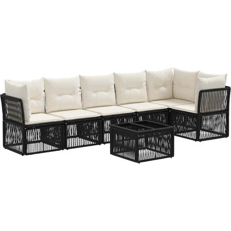 Conjunto de sofás de jardín 7 pcs Negro ratán sintético vidaXL