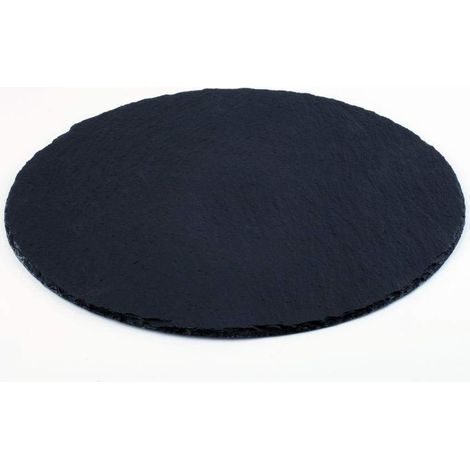 Plateau De En Ardoise Naturelle - 1 Pièce - Surface Brillante - Pieds Antidérapants - Pour Buffet Et Table - Ø 38 cm