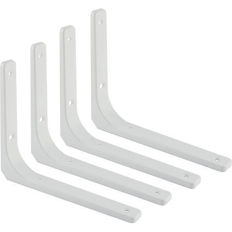Equerre Etagere Murale, 4PCS Equerre Metale Blanche 250mm x 200mm Equerre Charge Lourde Support Etagere Murale Pour Deco Murale Cuisine Industrielle radiateur Montage Mural (1/5)