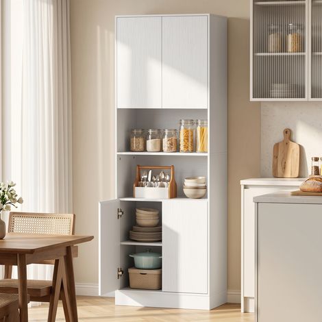Buffet de cuisine haut, 6 niveaux, 60 x 30 x 170 cm, aspect bois blanc, robuste et durable (1/5)