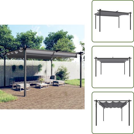 Tonnelle de jardin avec toit rétractable 4x3 m Anthracite - Abri Jardin - Gazebo - Tonnelle Extensible - Parasol Extérieur - Ombrage Jardin (1/5)