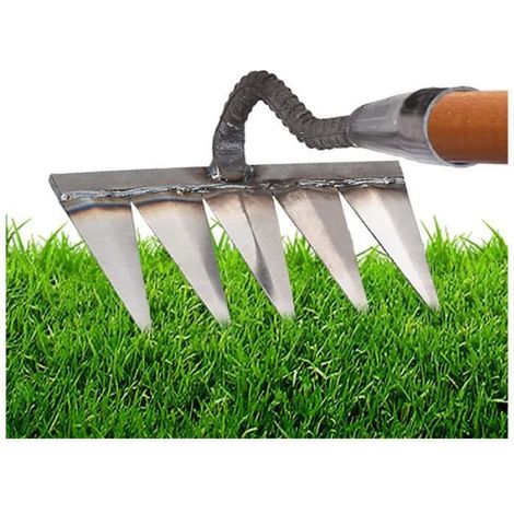 Râteau de jardin en métal pour désherber et râteler - Blanc - Outils de dents de râteau (1/4)