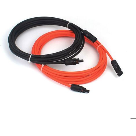 Cable De Prolongation Panneau Solaire - Connecteur Mc4 - 14awg - 3 M - Rouge Et Noir (1/4)