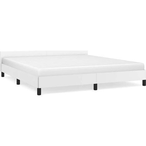Lit double Lit adulte Cadre de lit avec tête de lit sans matelas blanc 180x200 cm (1/5)