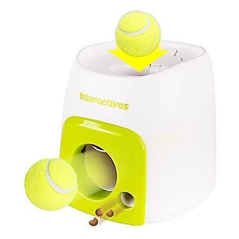 Lanceur automatique de balles pour chiens - Jouet interactif pour animaux de compagnie - Machine de récompense pour collations - Lanceur de balles de tennis pour chiens de petite et moyenne taille (1/4)