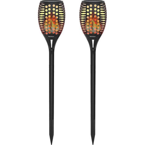 Lampes solaires de jardin - Torches à 96 LED effet flamme vacillante - Allumage/extinction automatique - Étanche IP65 (1/5)