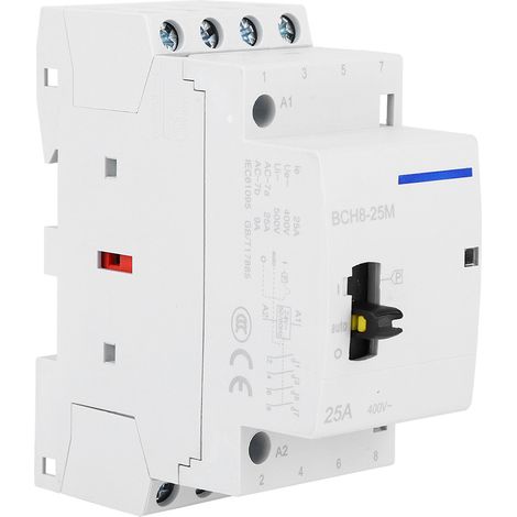 Contacteur domestique CA BCH8-25M 24 V 25 A 4P, type modulaire, avec interrupteur de commande manuelle 4NO (1/5)