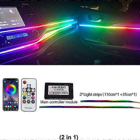 Kit de bande LED acrylique arc-en-ciel 18 en 1 / 22 en 1 pour éclairage d'ambiance intérieur de voiture Symphony (Symphony 2 en 1) - 213 LED RGB 64 couleurs (1/5)