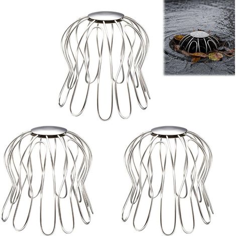 Lot de 3 gouttières - Protection contre les feuilles - Réglable - 90-100 mm Protection de gouttière galvanisée pour gouttière, piège à feuilles, tuyau de descente pour tuyaux de toit, gouttière (1/5)