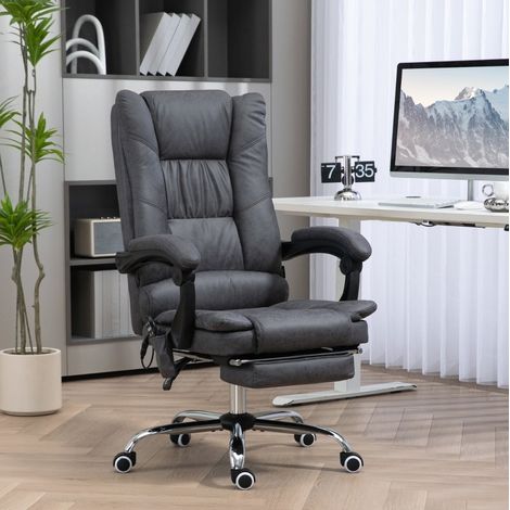 Sedia da ufficio massaggiante, poliestere dark grey, 135° reclinabile, altezza regolabile, 64 x 70 x 110-118 cm (1/5)