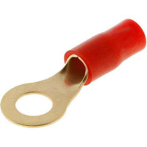 50x Connecteurs anneau M8 10mm2 - dore isole rouge