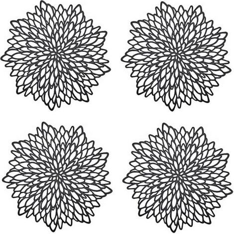(Noir)Napperon de Table - Non spécifié - Rond - PVC - 4 pièces - 38 cm - Noir (1/4)