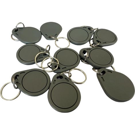 Lot de 10 porte-clés RFID 13,56 MHz RF IC M1 carte à puce ISO14443A pour serrure de porte électronique intelligente, lecture seule (gris)